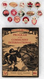 COMMUNIST PARTY USA 14 RUSSIAN REVOLUTION BUTTONS & BOOKLET.