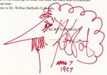 KURT VONNEGUT SIGNED NOVEL EXCERPT WITH SELF-PORTRAIT SKETCH ORIGINAL ART.