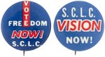 MARTIN LUTHER KING SCLC VOTE FREEDOM NOW! & VISION NOW! CIVIL RIGHTS BUTTONS.