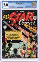 ALL-STAR COMICS #13 OCTOBER-NOVEMBER 1942 CGC 2.0 GOOD.