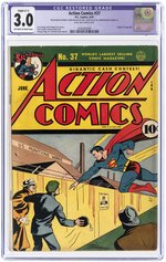 ACTION COMICS #37 JUNE 1941 CGC RESTORED 3.0 SLIGHT (C-1) GOOD/VG.