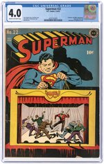 SUPERMAN #22 MAY-JUNE 1943 CGC 4.0 VG.