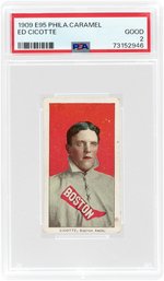 1909 E95 PHILADELPHIA CARAMEL ED CICOTTE ROOKIE CARD PSA 2 GOOD.