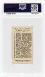 1909 E95 PHILADELPHIA CARAMEL ED CICOTTE ROOKIE CARD PSA 2 GOOD.