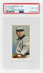 1909-11 T206 PIEDMONT 350 CY YOUNG (HOF) GLOVE SHOWS PSA 4 VG-EX.