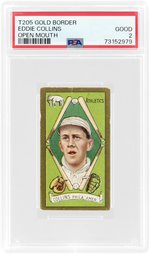 1911 T205 GOLD BORDER POLAR BEAR EDDIE COLLINS (HOF) OPEN MOUTH PSA 2 GOOD.