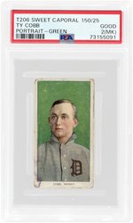 1909-11 T206 SWEET CAPORAL 150/25 TY COBB (HOF) PORTRAIT GREEN PSA 2 (MK) GOOD.