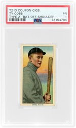 1914 T213 COUPON CIGARETTES TY COBB (HOF) TYPE 2 BAT OFF SHOULDER PSA 1 POOR.