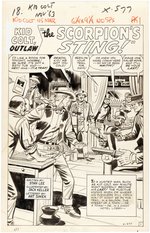 KID COLT OUTLAW #115 COMPLETE 18 PAGE COVER STORY ORIGINAL ART BY JACK KELLER.