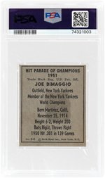 1951 BERK ROSS #2-5 JOE DIMAGGIO (HOF) PSA 2.5 GOOD+.