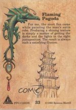 ROWENA FPG TRADING CARD ORIGINAL ART PAINTING FLAMING PAGODA.