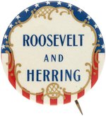 ROOSEVELT AND HERRING RARE 1.75" IOWA GOVERNOR COATTAIL BUTTON.