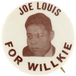 JOE LOUIS FOR WILLKIE 1940 BOXING PORTRAIT BUTTON HAKE #67.