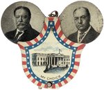 MY CHOICE TAFT & SHERMAN WHITE HOUSE MECHANICAL 1908 JUGATE BADGE.