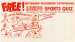 1951 "MYSTO SPORTS QUIZ" RARE STORE SIGN FOR CARD SERIES FEATURING LOU GEHRIG (HOF) & OTHER SPORTS LEGENDS.