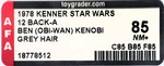 STAR WARS (1978) - BEN (OBI-WAN) KENOBI 12 BACK-A AFA 85 NM+.