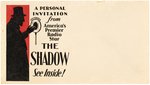 THE SHADOW RADIO SHOW INVITATION POSTCARD & ENVELOPE.