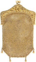 18K YELLOW GOLD MESH PURSE.