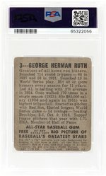 1948 LEAF #3 BABE RUTH (HOF) PSA 1 POOR.