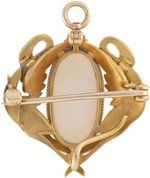 14K YELLOW GOLD AUSTRALIAN OPAL AND DIAMOND BROOCH/PENDANT.