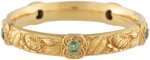 18K YELLOW GOLD RIKER BROTHERS TOURMALINE BANGLE BRACELET.