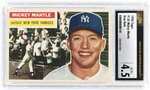 1956 TOPPS #135 MICKEY MANTLE (HOF) GRAY BACK CSG 4.5 VG-EX+.