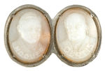 “HOOVER/CURTIS” UNLISTED JUGATE PIN WITH GLASS OVAL PORTRAITS.