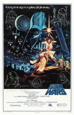 STAR WARS 15th ANNIVERSARY MOVIE POSTER SIGNED BY THE BROTHERS HILDEBRANDT WITH ORIGINAL ART REMARQUED BY GREG HILDEBRANDT.