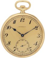 PATEK PHILLIPPE FOR TIFFANY & CO. 18K YELLOW GOLD OPEN FACE POCKET WATCH.