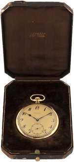 PATEK PHILLIPPE FOR TIFFANY & CO. 18K YELLOW GOLD OPEN FACE POCKET WATCH.