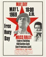 FREE HUEY DAY 1969 BLACK PANTHER PARTY MAY DAY POSTER.