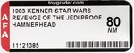 STAR WARS: REVENGE OF THE JEDI (1983) - HAMMERHEAD PROOF CARD AFA 80 NM.