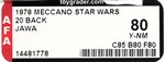 MECCANO STAR WARS (1978) - JAWA 20 BACK (FRENCH SQUARE CARDBACK) AFA 80 Y-NM.