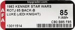 STAR WARS: RETURN OF THE JEDI (1983) - LUKE SKYWALKER (JEDI KNIGHT) 65 BACK-B AFA 85 Y-NM+.