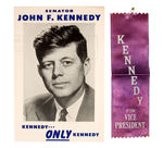 JFK 1956 HOPEFUL V.P. RIBBON AND PROMOTIONAL BROCHURE USED AT CONVENTION.