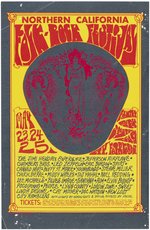 NORTHERN CALIFORNIA FOLK ROCK FESTIVAL HENDRIX, LED ZEPPELIN FOIL 1969 CONCERT HANDBILL.