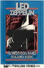BILL GRAHAM CONCERT POSTER BG-199 FEATURING LED ZEPPELIN (WITH ROLLING STONES CONCERT NOTICE).