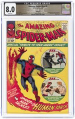 AMAZING SPIDER-MAN #8 JANUARY 1964 CGC 8.0 VF (WINNIPEG PEDIGREE - FIRST LIVING BRAIN).