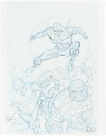FANTASTIC FOUR #7 HOMAGE VARIANT COVER PRELIMINARY PENCIL ORIGINAL ART BY ROB LIEFELD.