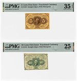 LOT OF 13 PMG GRADED FRACTIONAL CURRENCY.