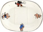 THREE LITTLE PIGS FRENCH CHINA LOT OF FIVE RARE PIECES.