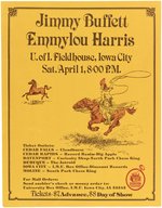 JIMMY BUFFETT & EMMYLOU HARRIS 1978 IOWA CITY, IOWA CONCERT POSTER & STAGE PASS PAIR.