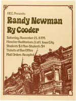 RANDY NEWMAN & RY COODER 1974 IOWA CITY, IOWA CONCERT POSTER.