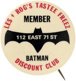 BATMAN c. 1966 VERY RARE REGIONAL "TASTEE FREEZ" CLUB BUTTON.