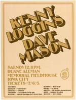 KENNY LOGGINS & DAVE MASON 1977 IOWA CITY, IOWA CONCERT POSTER & STAGE PASS PAIR.