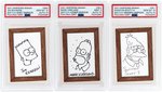 2001 SIMPSONS MANIA! ORIGINAL ART SKETCH CARD SET OF 9 PSA/DNA DUAL GRADED.