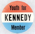 YOUTH FOR KENNEDY MEMBER BUTTON.