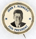 JOHN F. KENNEDY 35TH PRESIDENT PORTRAIT BUTTON.