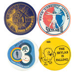 BUTTONS FOR "SKYLAB" I-II-III PLUS CARTOON BUTTON FROM THE LEVIN COLLECTION