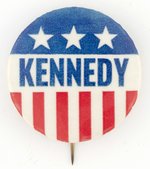 STARS AND STRIPES KENNEDY NAME BUTTON.